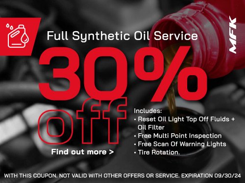 MFK Full Synthetic Oil Service 30% off Boca Raton, Palm Beach, FL
